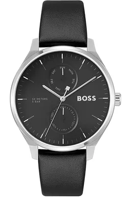 Produktbild von Hugo Boss Herren Sportuhr 1514102 Quarzwerk Kalender 50m Wasserdicht schwarz Lederarmband