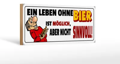 Produktbild von Holzschild Spruch 27x10cm Ein Leben ohne Bier