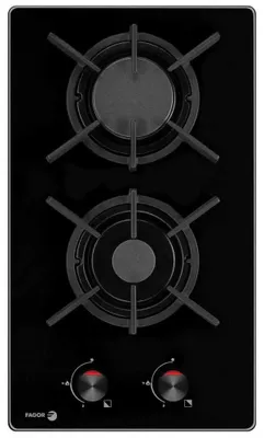 Produktbild von Fagor 3MCF-2GSTA, Schwarz, Integriert, 29 cm, Gaskochfeld, Glas, 2 Zone(n)