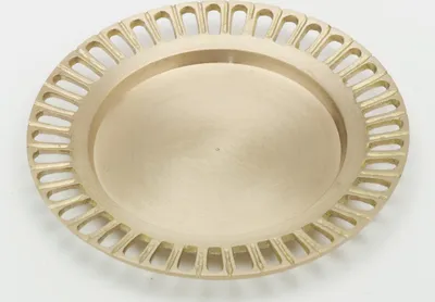 Produktbild von Kerzenteller, Dekoteller Waffelrand Messing Gold matt satiniert (Innen Ø 7 cm, Außen Ø 11 cm)