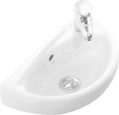 Immagine prodotto di Aqualine Small - Lavabo ovale, 395x233 mm, con sfioratore, con foro per rubinetto a destra, bianco TP040
