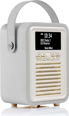 Produktbild von VQ - Radios - Kuechenradios - Hellgraues Retro Mini DAB/DAB+ Digital und FM-Radio mit Bluetooth