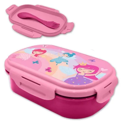 Produktbild von FairyJoy Feenprinzessin Lunchbox mit Gabel – Rosa Prinzessinnenmotiv
