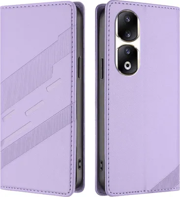 Obrázek produktu pro Pouzdro pro Honor 90 Pro,Polyuretankožené peněženkové pouzdro s přihrádkou na karty a funkcí stojánku Violett