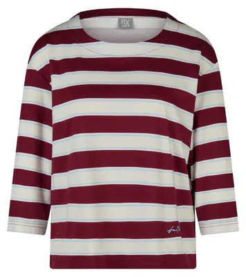 Produktbild von Rabe Damen T-Shirt Dunkelrot Größe 36 U-Boot-Ausschnitt 3/4-Arm Ringelmuster Folienprint