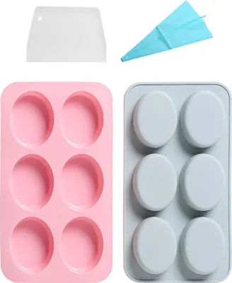 Obrázok produktu pre 2 balenia oválnych silikónových foriem so 6 formami, extra mäkké silikónové formy na čokoládu, mydlo, formy na zásobníky pre domácich majstrov, živice a formy na sviečky pre remeselníkov