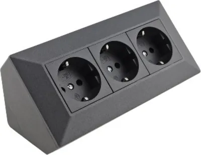 Produktbild von ChiliTec 23634 3-fach Steckdosenblock, anthrazit 250V/ 16A, Aufbaumontage