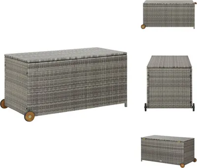 Image de vidaXL Coffre de jardin gris clair 120x65x61 cm Poly-Rattan - Coffres de jardin