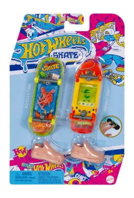 Produktbild von Hot Wheels Fingerboard 2er Set – Skateboards für Finger mit coolen Designs, inkl. Zubehör, Spielzeug für Kinder & Sammler