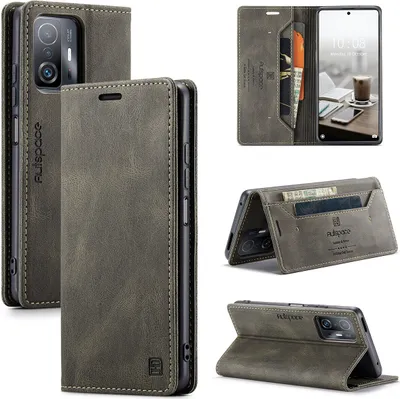 Produktbild von Xiaomi 11T Brieftasche Hülle, Retro Kunstledertasche Stand Schutzhülle für Xiaomi 11T / Mi 11T Pro Kupfer