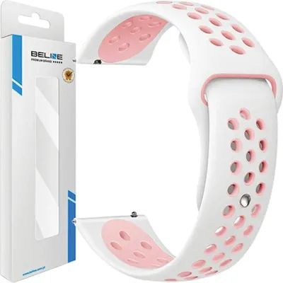 Produktbild von Beline Uhrenarmband 22Mm Sport Silikon Weiß/Rosa Box