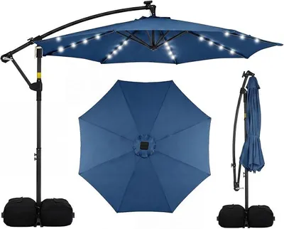 Imagen del producto de Sombrilla de 300 cm con soporte y iluminación LED