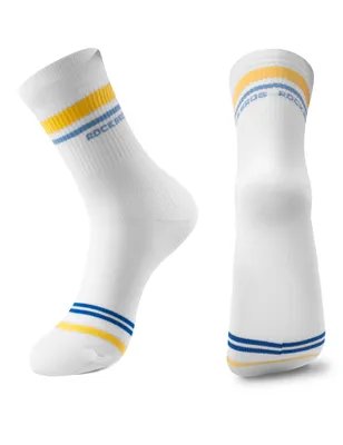 Produktbild von ROCKBROS 1 Paar Fahrradsocken Atmungsaktiv Schnelltrocknend Socken für Radsport MTB Outdoor Herren Damen Weiße Streifen S