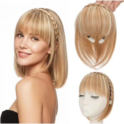 Produktbild von Haarteil mit Stirnband und geflochtenem Pony Dunkelblond-Mix mit Blondblond