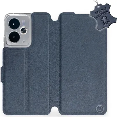 Zdjęcie produktu dla Etui z prawdziwej skóry na telefon komórkowy Realme 14T 5G, Mobiwear Leather, ciemnoniebieskie
