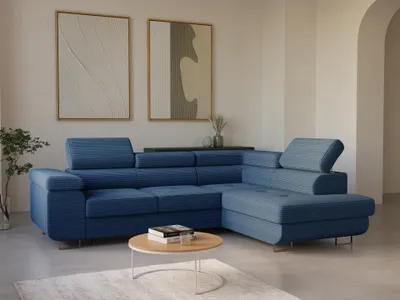 Produktbild von LetSit Ecksofa William L Poso Rechts Freistehendes Loungesofa Bequemes Ecksofa mit Schlaffunktion Schmutzabweisend Für Wohnzimmer Schlafzimmer Blau