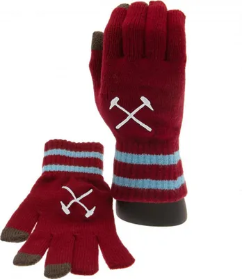 Image de West Ham United FC - Armoiries pour enfants - Gants à écran tactile, Jersey TA10191 (Taille unique) (Rouge vin/bleu ciel)