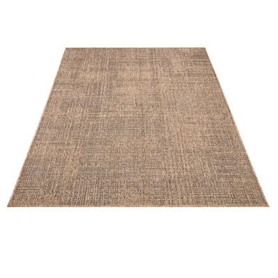 Image de Tapis d'extérieur résistant aux intempéries Tissu plat moderne, aspect jute pour terrasse & balcon Dimension 160x220 cm