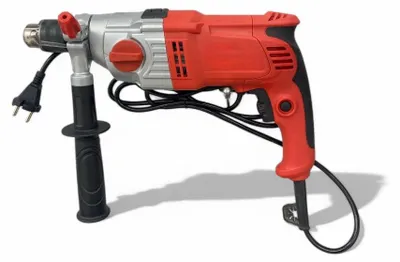 Zdjęcie produktu dla wiertarka udarowa 1050 W z regulacją prędkości obrotowej, dwa ustawienia, uchwyt 13 mm, do wiercenia w betonie, stali i drewnie, w zestawie z uchwytem
