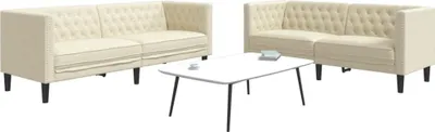 Produktbild von vidaXL 2-tlg. Chesterfield-Sofa-Set Creme Kunstleder