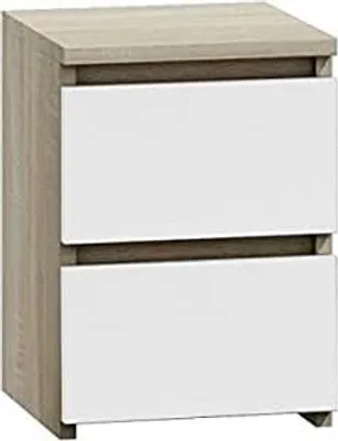 Produktbild von CDF Nachttisch M2 Malwa, Nachtschrank | Farbe: Eiche Sonoma - Weiß| Ideal für Schlafzimmer, Kinderzimmer, Teenager | Einfache Montage