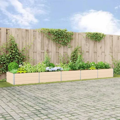Produktbild von vidaXL Pflanzkübel Elfenbein 480 x 100 x 45 cm Verzinkter Stahl
