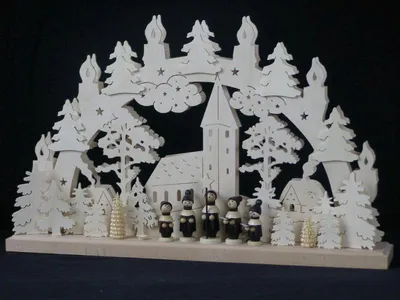 Obrázok produktu pre Sviečkový oblúk s kostolom a osvetlením ŠxVxH 50x32x7cm NOVINKA