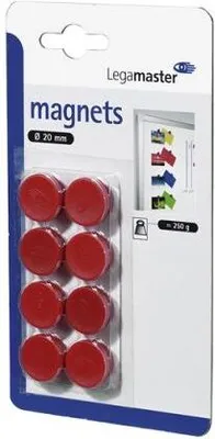 Immagine prodotto di Magnete adesivo 20 mm 8 pezzi rosso Confezione da 10 pezzi
