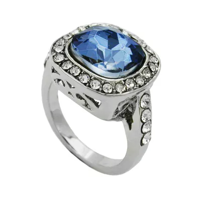 Produktbild von Ring, Glasstein blau, geschliffen