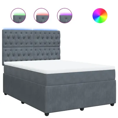 Produktbild von Boxspringbett mit Matratze Dunkelgrau 160x200 cm Samt