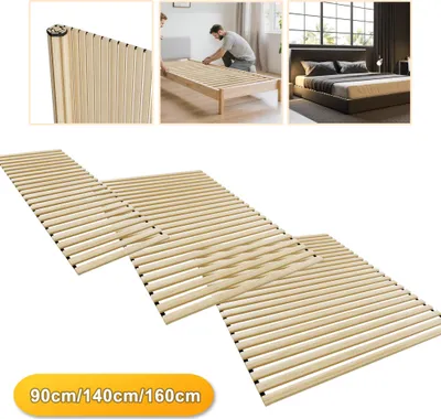Image de LARS360 Sommier flexible à lattes Sommier à lattes 23 lattes de 2 cm d'épaisseur Charge maximale 300 kg Respirant Peu encombrant pour lit simple & lit double 160x200 cm