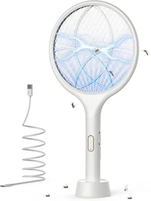 Image de Répulsif à moustiques électrique - Lampe anti-insectes - Élimination des nuisibles - Avec lumière UV - 4000V - Blanc