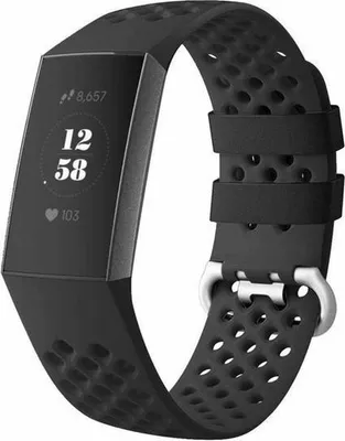 Image de Jumada - Bracelet pour montre - Compatible avec Fitbit Charge 3 et 4 - Noir - Taille L