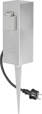 Produktbild von Ledino Steckdosensäule 2er mit Erdspieß Connect S2, Edelstahl Außen für Garten