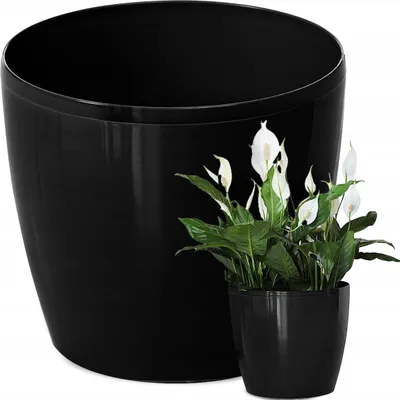 Zdjęcie produktu dla Doniczka Lamela | Magnolia | Błyszcząca | Czarna | 30 cm