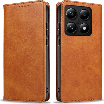 Produktbild von Handyhülle für Xiaomi 14T Kunstleder Flip Cover Hülle Handytasche Case Kartenfach Farbe: Hellbraun
