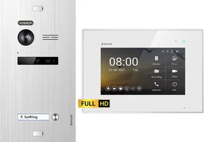 Produktbild von BALTER EVO HD Unterputz Silber 1x7" Monitor Weiß Video Türsprechanlage Set 1 Teilnehmer