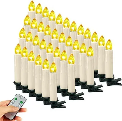 Productafbeelding van Draadloze LED Kerstkaarsen met Afstandsbediening - 40 Stuks, Warm Wit en Gekleurd Licht