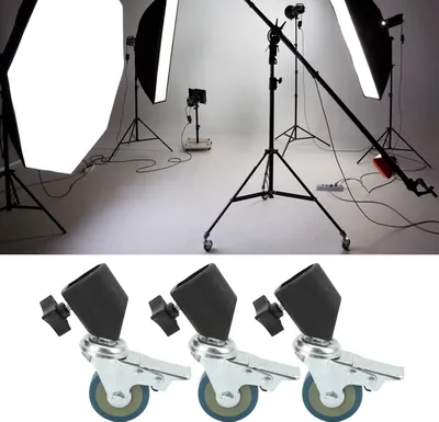 Produktbild von Lichtstandaard Zwenkwielen - Set von 3 Stück mit Bremse