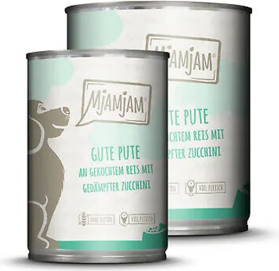 Produktbild von MjAMjAM gute Pute an gekochtem Reis mit gedämpfter Zucchini, Adult, jede Rasse, Truthahn, 400 g, Zuckerfrei