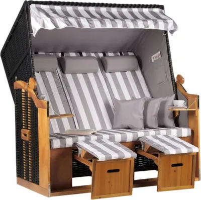 Produktbild von Strandkorb XXL 3 Sitzer für Garten & Terrasse aus Wacholderholz – Mr. Deko