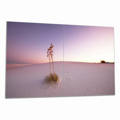 Produktbild von Wallario Herdabdeckplatte aus Glas, Größe 80 x 52 cm 2-teilig, Motiv Kleine Oase in der Wüste