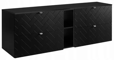 Zdjęcie produktu dla Szafka Łazienkowa Wisząca Pod Umywalkę Regał Blat 180X46 Cm Rensan Czarna
