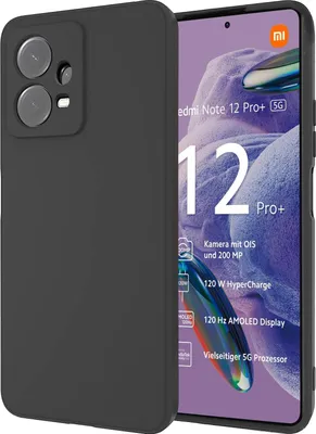 Immagine prodotto di Custodia in silicone per Xiaomi Redmi Note 12 Pro+ 5G Cover protettiva Nero opaco Backcover Custodia per cellulare