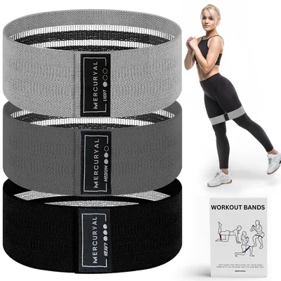 Produktbild von Set mit 3 elastischen Bändern zur Muskelaufbau, rutschfest, für Krafttraining