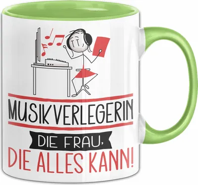 Produktbild von Musikverlegerin Geschenk Tasse Becher Die Frau Die Allen Kann Geschenkidee für eine Musikverlegerin Lustig (Grün)