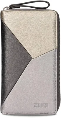Produktbild von Damen Geldbörse 20x11 cm aus hochwertigem Kunstleder im Tricolor-Design mit Reißverschluss, 12 Kartenfächern, Münzfach, Sichtfach und Scheinfächern XL