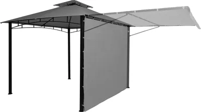 Produktbild von Pergola HWC-F94, Garten Pavillon, Stahl bewegliche Seitenwand 2,5x2,5m  grau