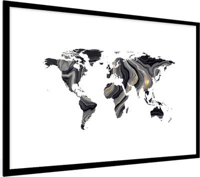 Produktbild von MuchoWow® MuchoWow® Gerahmtes Poster Weltkarte - Farbe - Gold 60x40 cm - Poster mit zchwarzem Bilderrahmen - Schlafzimmer - Plakat in Rahmen - Drucken