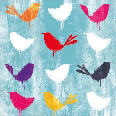 Immagine prodotto di PPD Paper Birds Servietten, 20 Stück, Tischservietten, Tissue, Bunt, 33 x 33 cm, 1331756